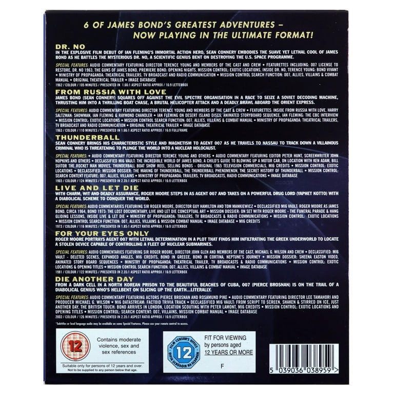 James Bond Blu-ray Movie Collection, 6 Films, [Blu-ray