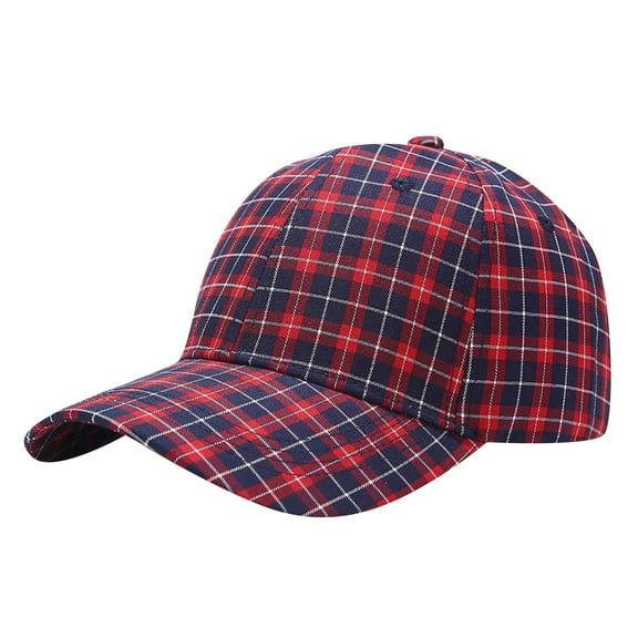 Breezora Outdoor Plaid Baseball Cap Adjustable Snapback for Hiking Fishing and Casual Wear Red
