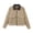 Khaki, variant on Women’s Corduroy Baseball Jacket with Faux Leather Collar Full-Zip Front Functional Pockets Spring & Winter Outerwear Khaki Size XS