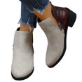 thumbnail image 4 of LSLJS Women's Winter New British Style Round Head Suede Leather Patchwork Chunky Heel Ankle Boots, 4 of 7