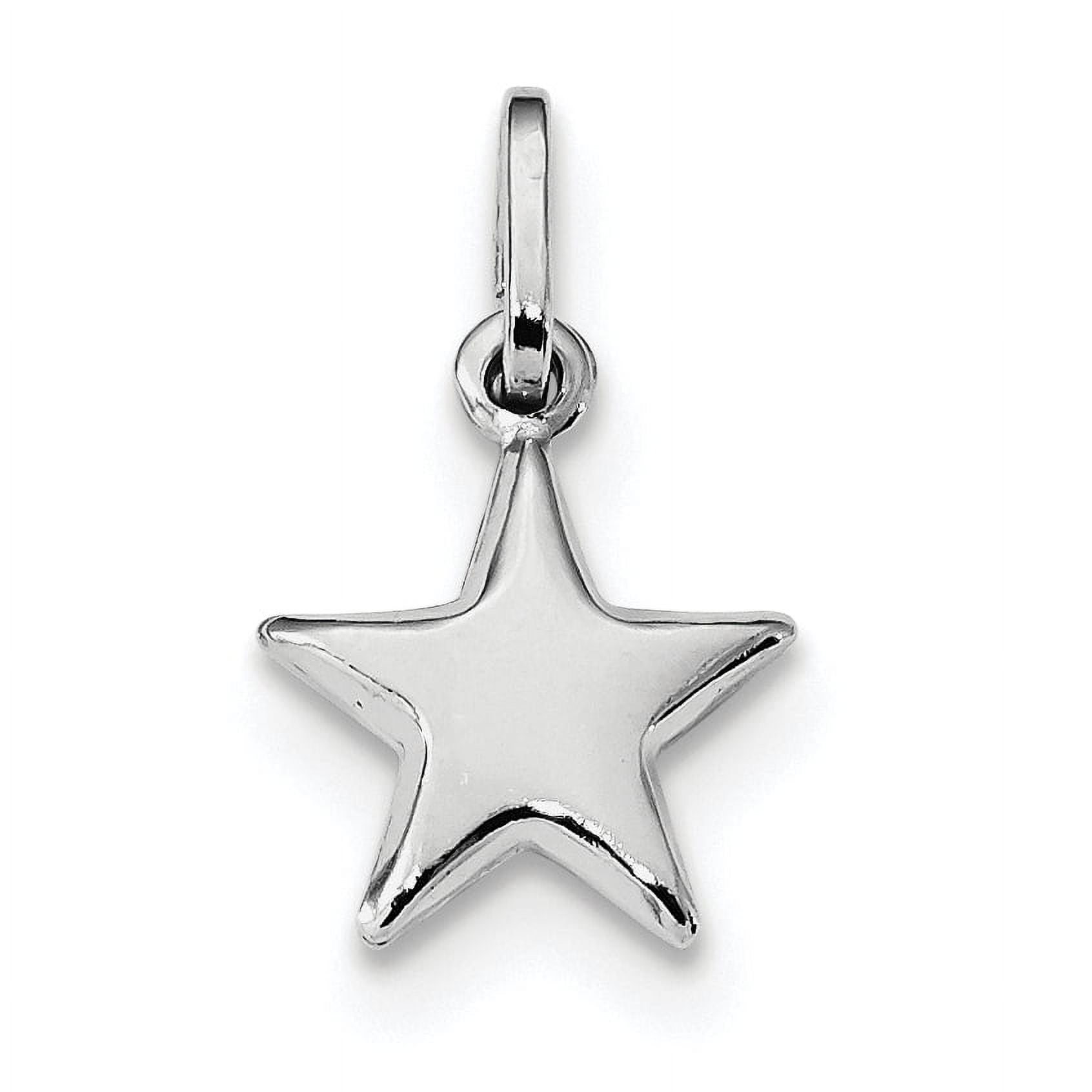 Simply Starz Sterling Silver Rhodium Plated Polished Star Charm