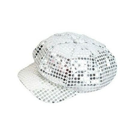 Funky Retro Silver Costume Sequin Newsboy Baseball