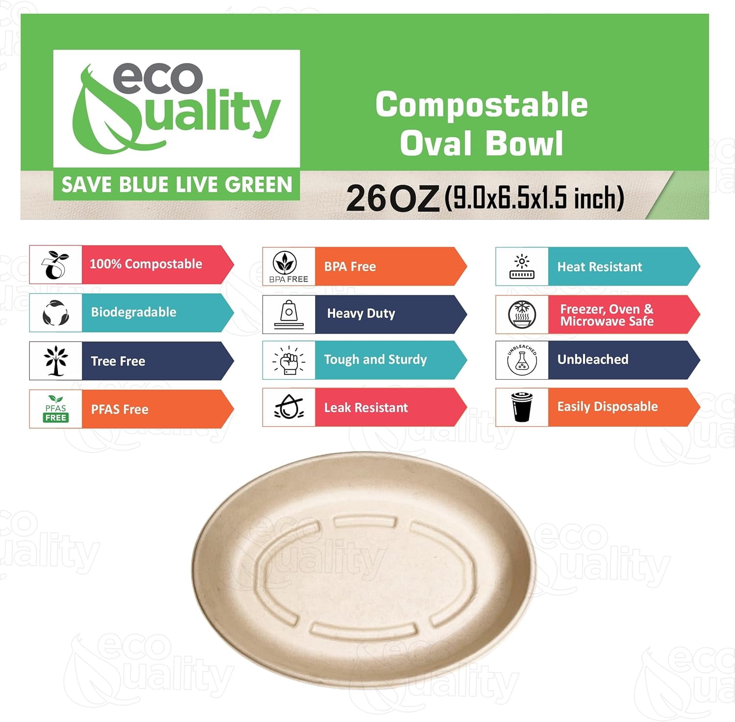 26oz Oval Disposable Compostable Paper Burrito Bowls Heavy-Duty, Eco-Friendly Oval Bowls Natural Bagasse Unbleached, Heat Resistant, 100% Biodegradable Salad Bowls Alternative to Plastic (25)