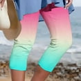 thumbnail image 3 of fartey Women 2024 Yoga Capri Pants Trendy Stretchy Gradient Printing 3/4 Length Pants Casual High Waisted Elastic Beach Crop Pants Slim Comfy Vacation Joggers Cropped Ankle Trousers, 3 of 5