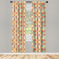 thumbnail image 5 of Ambesonne Kitchen Window Curtains, Flowers Dots Stripes, Each 28" W x 95" L, Coral Yellow Mint Green, 5 of 5