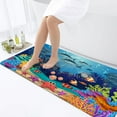 thumbnail image 4 of Ocean Bathroom Rugs, Underwater Sea Tropical Fish Bath Mat with Under The Sea Tropical Turtle Blue Ocean Fish Bathroom Accessories Shower Mat Kitchen Rug for Toilet Tub RV (17X29inches), 4 of 5