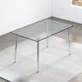thumbnail image 4 of Glass Dining Table Set with 4 Grey Chairs - 51" Modern Kitchen Table & Chairs, PU Seats, Metal Legs, for Dining Room, Easy Assembly, 4 of 25