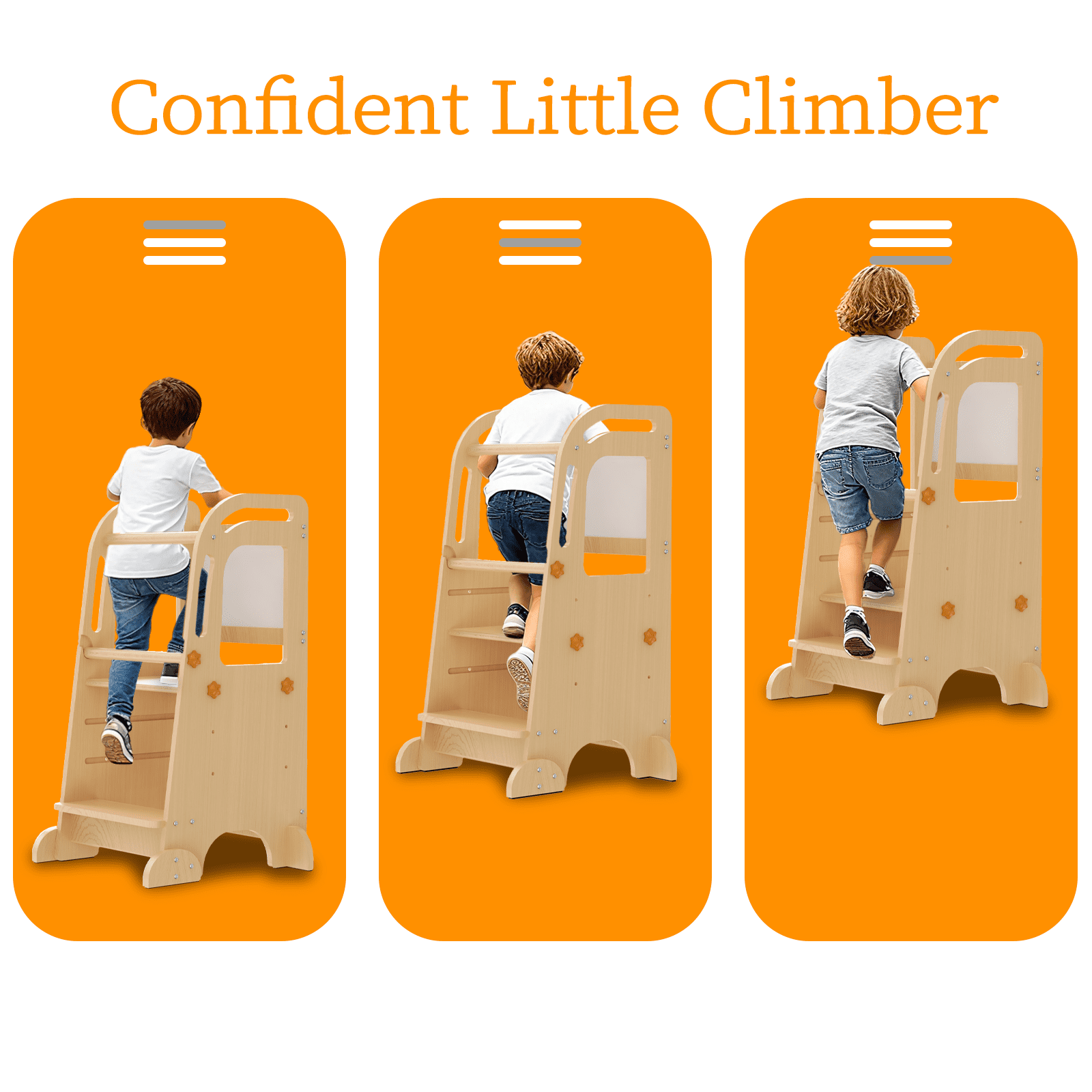 G TALECO GEAR Toddler Tower with Chalkboard, Toddler Kitchen Kids Step Stool Helper, Wooden Stool with Rounded Corner Protection Design, Nature