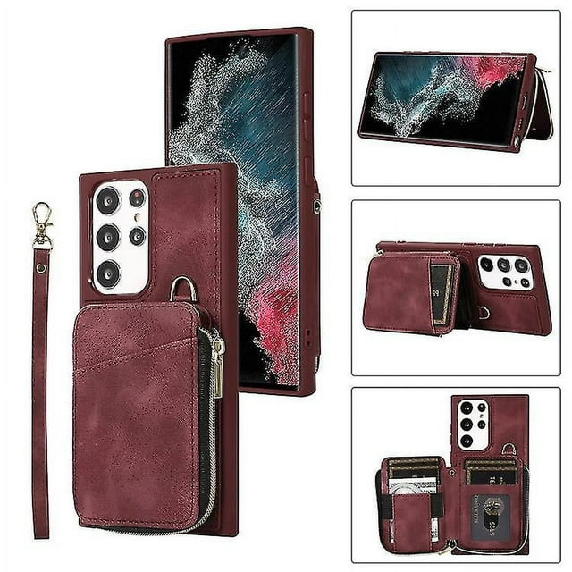Funda trasera con cremallera para Samsung Galaxy S22 Ultra 5g