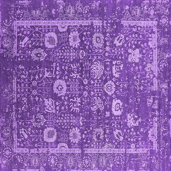 Ahgly Company Indoor Square Oriental Purple Industrial Area Rugs, 8' Square