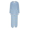 thumbnail image 5 of Nfurl Womens 2pcs Flannel Pajamas Sets Soft Long Sleeve Sleepwear and Pants Trendy Striped Graphic Loungewear Ladies Fall Winter Pjs Blue L, 5 of 6