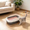 thumbnail image 6 of Plastic Cat Litter Box,12.2x8.3x6.3 Inch Open Top High-Sides Litter Pan Including Scoop,Large Odor-Free Low Entrance for Senior & All Cats,Gray, 6 of 7
