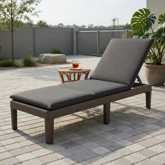 Resenkos Lounge Chair Outdoor, Patio Lounge Chair,Patio Lounge Outdoor Recliner Chair with Cushion 3-Position Adjustable Backrest-Gray
