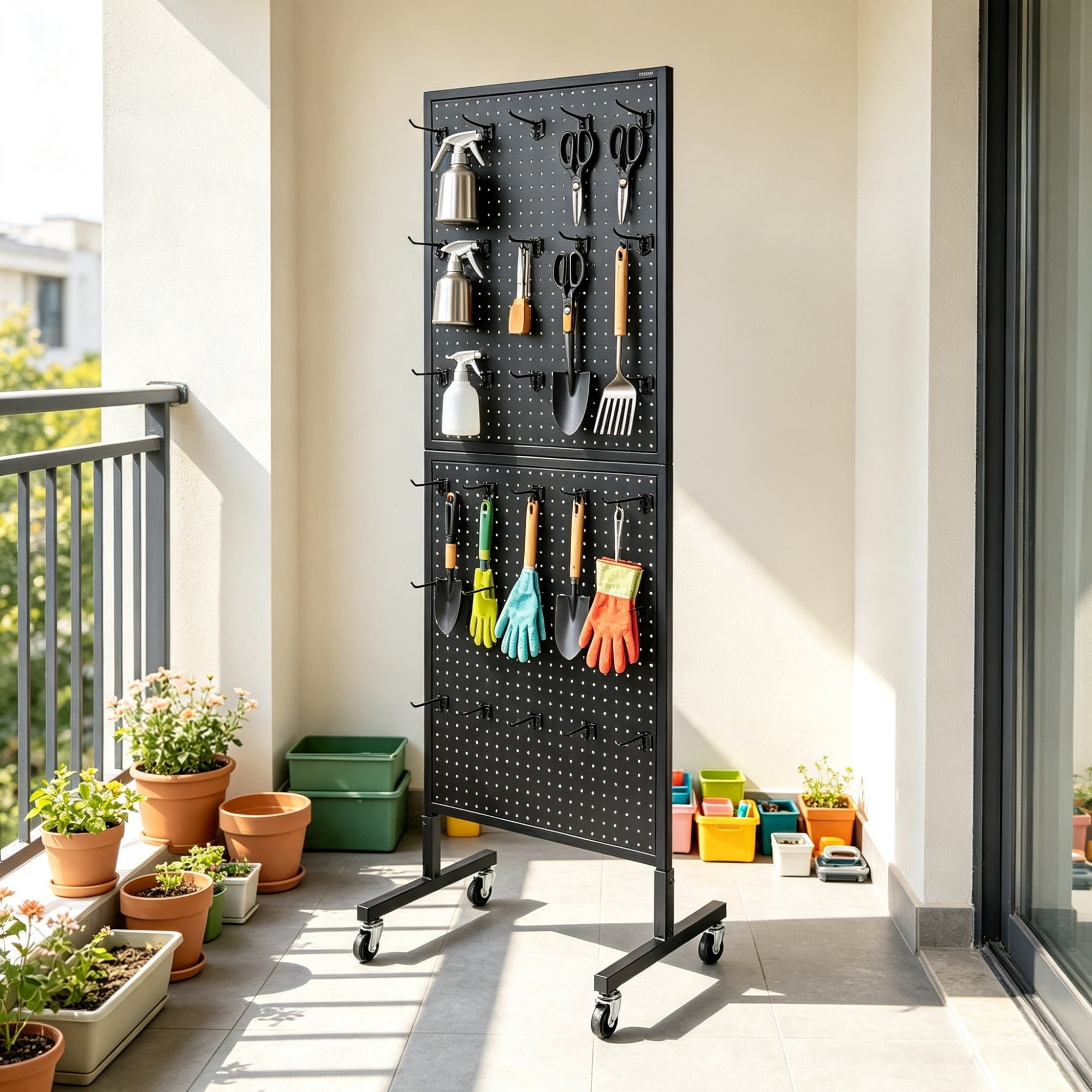 23.6 x 63 in Standing Pegboard Display Stand, with 30 Hooks for Grocery & Jewelry Shop