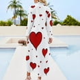 thumbnail image 2 of Valentine Heart Pattern Long Sleeved Shirt Dress women long dresses Women's long dress, 2 of 6