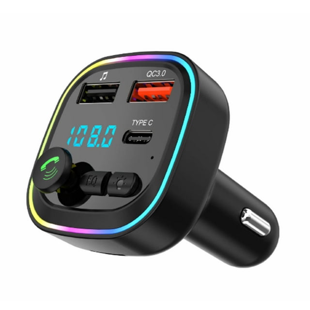Bdday Car Bluetooth 5.0 Wireless Handsfree Car FM Transmitter Receiver Radio MP3 Adapter Player 2 USB+PD Charger Kit