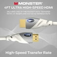 thumbnail image 3 of Monster HDMI Cable 4k Ultra HD with Ethernet - Corrosion-Resistant 24k Rose Gold Contacts and V-Grip Connection - HDMI Cable for PS3 and Computer Monitor - 4 FT, 3 of 9