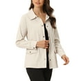 thumbnail image 4 of INSPIRE CHIC Women's Utility Jackets Drawstring Waist Flap Pockets Lightweight Jacket Apricot S, 4 of 5