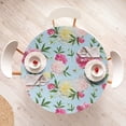 thumbnail image 4 of Ambesonne Floral Fitted Round Tablecloth, Pink Yellow Peonies Pattern, 40"- 44" Diameter, Magenta and Olive Green, 4 of 5