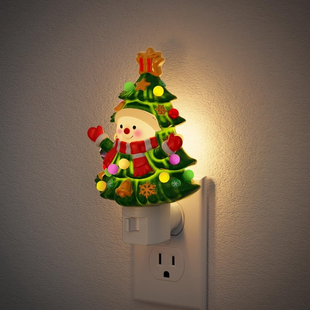 Luz nocturna JandCase para árbol de Navidad y muñeco de nieve, 3000 K, 0,6 W