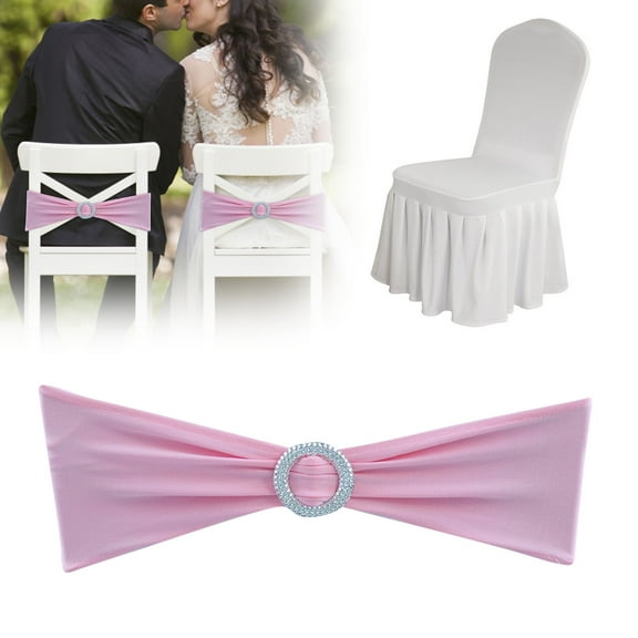 1PCS Elastic Chair Sashes with Adjustable Buckle Slider, Stretchable Chair Cover Bands for Wedding Decorations, Banquet Reception Party Ceremony Chair Bows, Universal Fit Polyester Chair Ties