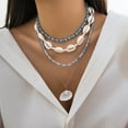 thumbnail image 2 of Collar de concha con lentejuelas en capas, estrella de mar, concha, collar para niñas, vacaciones en la playa, joyería para surfear, 2 of 5