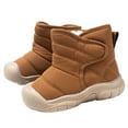 thumbnail image 3 of Quealent Baby Boys Girls Winter Warm Shoes Cozy Fleece Snow Boots Toddler Non-Slip Walking Shoes Infant Outdoor Water Resistance Faux Furry Booties Brown for Size 6, 3 of 9