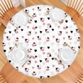 thumbnail image 2 of White Cow Heart Pattern Round Fitted Tablecloth with Elastic Edge,Dining Table Cover Waterproof,Outdoor Round Tablecloth for Camping,Dining,Indoor and Outdoor, 2 of 7