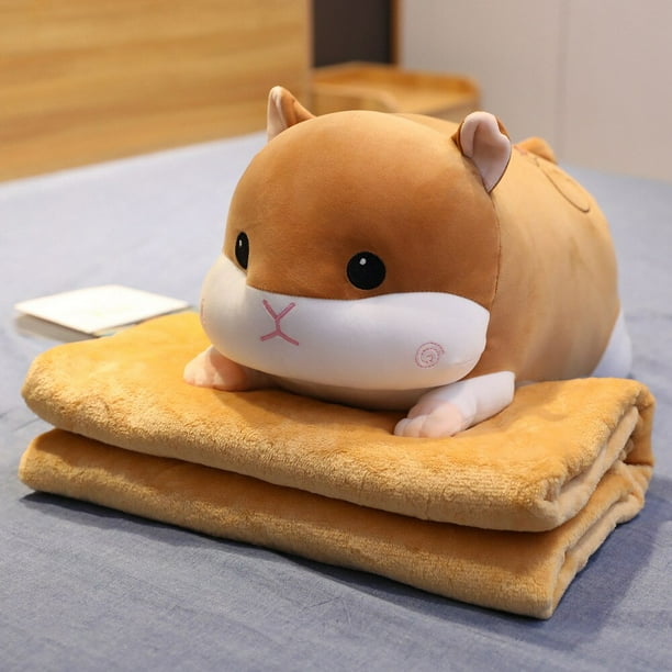 en 1 lindo hámster de peluche de juguete almohada para dormir con manta cama lavable Super suave Overbutter Mouse chico regalo de alta calidad zhangyuxiang LED
