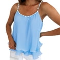 thumbnail image 1 of Playeras,Blusas y Tops,Ropa para Mujer Lindo camisetas sin mangas para las mujeres Mujeres Flowy Layered Spaghetti Strap Camisole Casual Camisas sin mangas Tank Top (Blue, L), 1 of 5