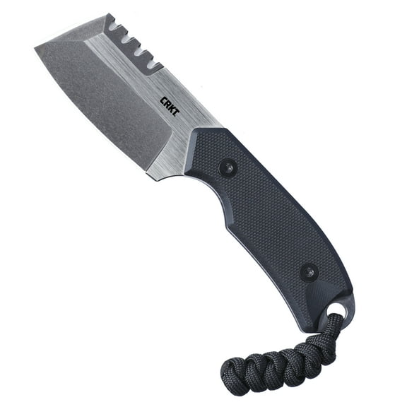 CRKT Razel Compact Fixed Blade Knife with Sheath: D2 Steel Blade with Veff Flat Top Serrations, G10 Handle, 4036