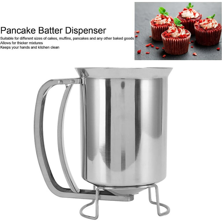 IBEIYO Stainless Steel Pancake Batter Dispenser with Stand for Cupcakes  Waffles Cookies Baked Goods Includes 13 Baking Accessories (30oz/900ml)
