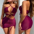 thumbnail image 2 of Traje de tres piezas Mujer Vendaje Sólido Cómodo Bikini Push-Up Acolchado Traje de baño Traje de baño Conjunto de ropa de playa OAVQHLG3B Store lin121212, 2 of 4