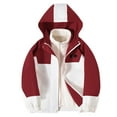 thumbnail image 2 of Ahuyic Toddler Kids Coat Girls Boys Blouse 3 in 1 Hooded Waterproof Hardshell Jacket with Inner Liner for Fall Winter,10 Years Red, 2 of 3