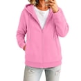 thumbnail image 5 of Women Full Zip Hooded Jacket Sevevn Drawstring Dual Side Pockets Long Sleeve Loose Casual Sweatshirt Outerwear For Spring Fall Daily Wear, 5 of 9