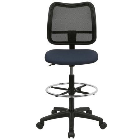 Flash Furniture Elaine Mid-Back Navy Blue Mesh Drafting Chair