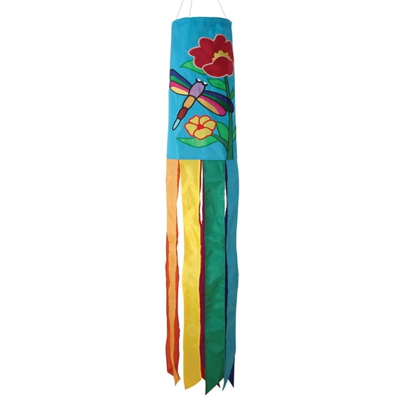 In The Breeze 4193 — Dragonfly 40-inch Windsock — Colorful Hanging Garden Decoration