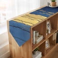 thumbnail image 4 of Abstract Blue Golden Table Runner Linen Burlap Table Runner 90 Inches Long Modernism Oil Painting Art Dresser Scarves for Kitchen Island Coffee Dining Room Party Wedding Banquet Holiday Decor 13"x90", 4 of 8