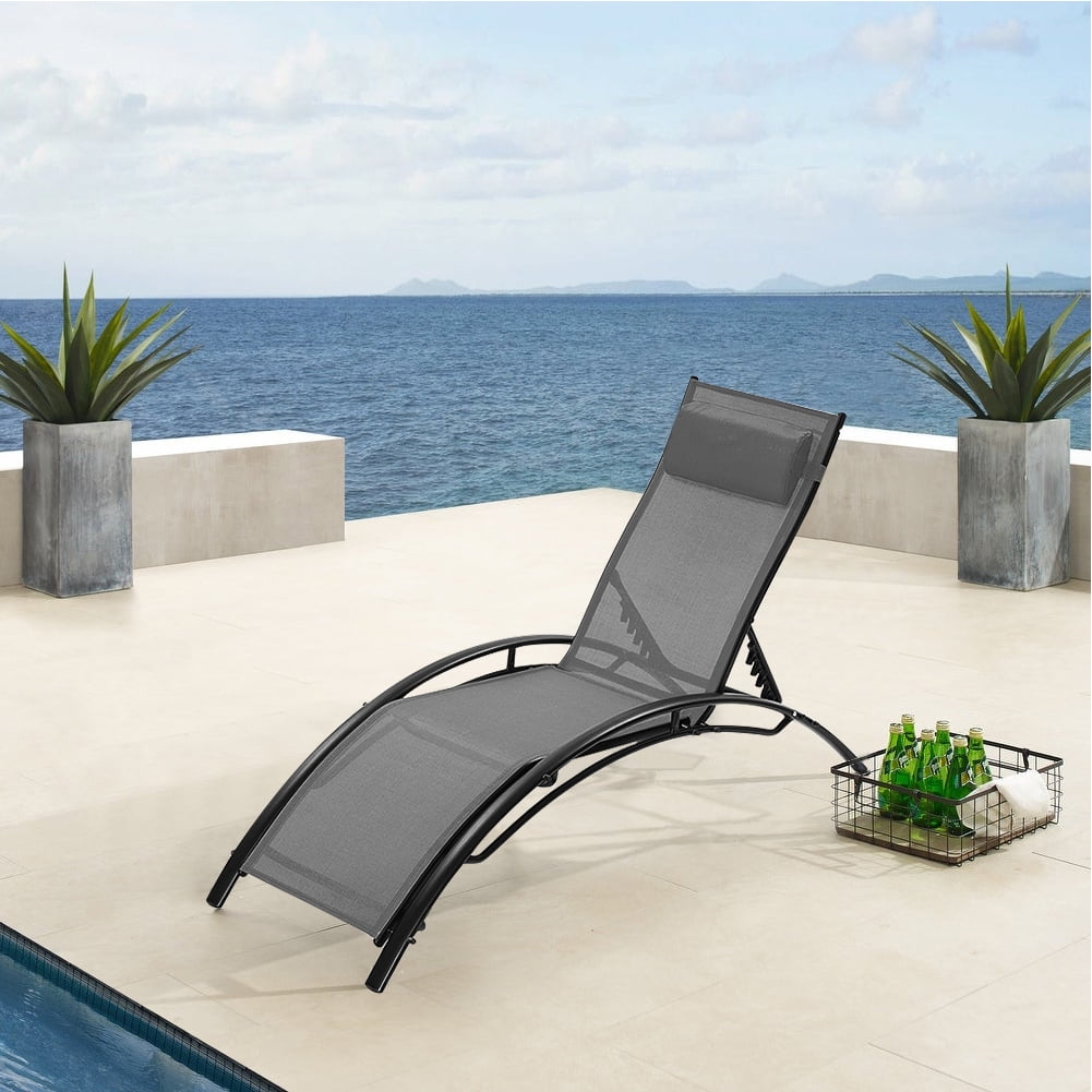 Kepooman 2PCS Set Patio Chaise Lounge Chair for Outside, Aluminum Adjustable Outdoor Pool Recliner Chair For Patio Lawn Beach Pool Side Sunbathing, Dark Gray Kepooman 2PCS Set Patio Chaise Lounge Chair for Outside, Aluminum Adjustable Outdoor Pool Recliner Chair For Patio Lawn Beach Pool Side Sunbathing, Dark Gray