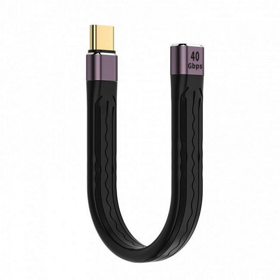 CY USB4 Extension Cable 13cm Slim Flat Male to Female 40Gbps with 100W Charging and 8K@60Hz Compatible with Thunderbolt3/4