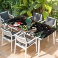 thumbnail image 2 of Black Christmas Table Cloths for 6 Foot Rectangle Tables, Gnomes Xmas Tree Snowflake Winter Gifts Patio Waterproof Elastic Fitted Tablecloths, Washable Rectangular Table Cover for Camping, 2 of 8