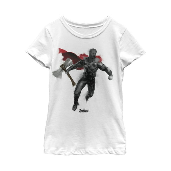 Girl's Marvel Avengers: Endgame Thor Spray Paint  Graphic Tee White Large