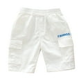 thumbnail image 1 of PEASKJP Boys Solid Shorts Cotton Soild Color with Drawstring,White 100, 1 of 5