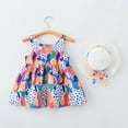thumbnail image 2 of Coerni Toddler Girls Girls Baby Toddler Summer Cute Printed Bow Sleeveless Poncho Dresses Summer Dress Girl Dress Size 16, 2 of 9