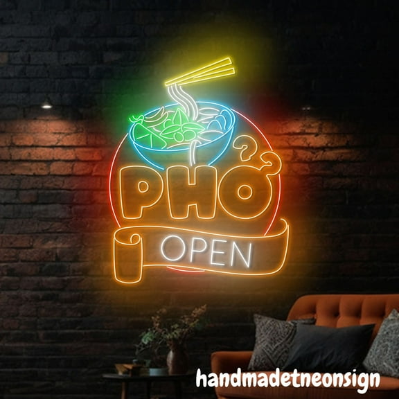 Handmadetneonsign Pho Open Neon Sign, Vietnamese Food Led Sign, Restaurant Decor, Kitchen Wall Decor 71690