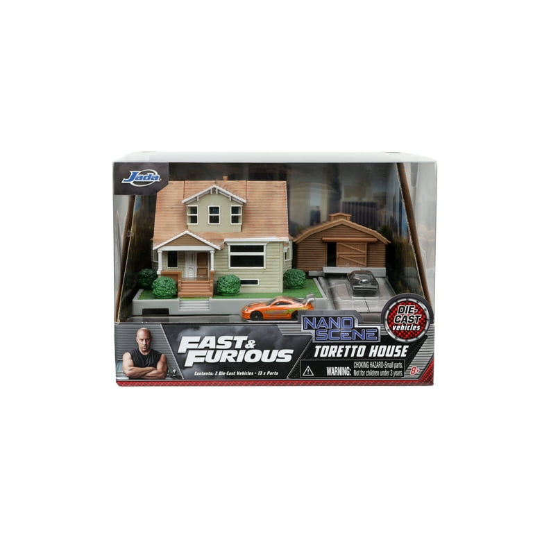 Jada Fast & Furious Nano: Toretto House Diorama Set with 2