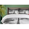 thumbnail image 4 of Ambesonne Paris Duvet Cover Sets, Eiffel Tower Cloudy Day, 2-King, Red Grey, 4 of 7