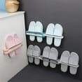 thumbnail image 3 of Zapatero plegable 3 en 1, estante para zapatos, sin perforaciones, ahorro de espacio, soporte de almacenamiento montado en la pared, ranura para ducha de baño, 3 of 8