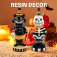 thumbnail image 6 of Ayieyill 2pcs Halloween Cat and Skeleton Figurines Vintage Halloween Black Cat Decor Halloween Table Decorations, 6 of 7