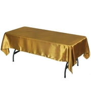 Efavormart Rectangle Satin Tablecloth, 60x102 Smooth Oblong Washable Table Cloth, Decorative Silky Fabric Table Cover for Wedding, Party, Banquet- Gold